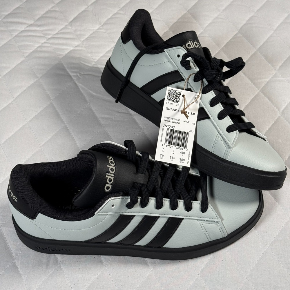 Adidas Grand Court 2.0 Men's Sneakers Gray/Black JS1737 Size 7.5 NWT w/ Box
